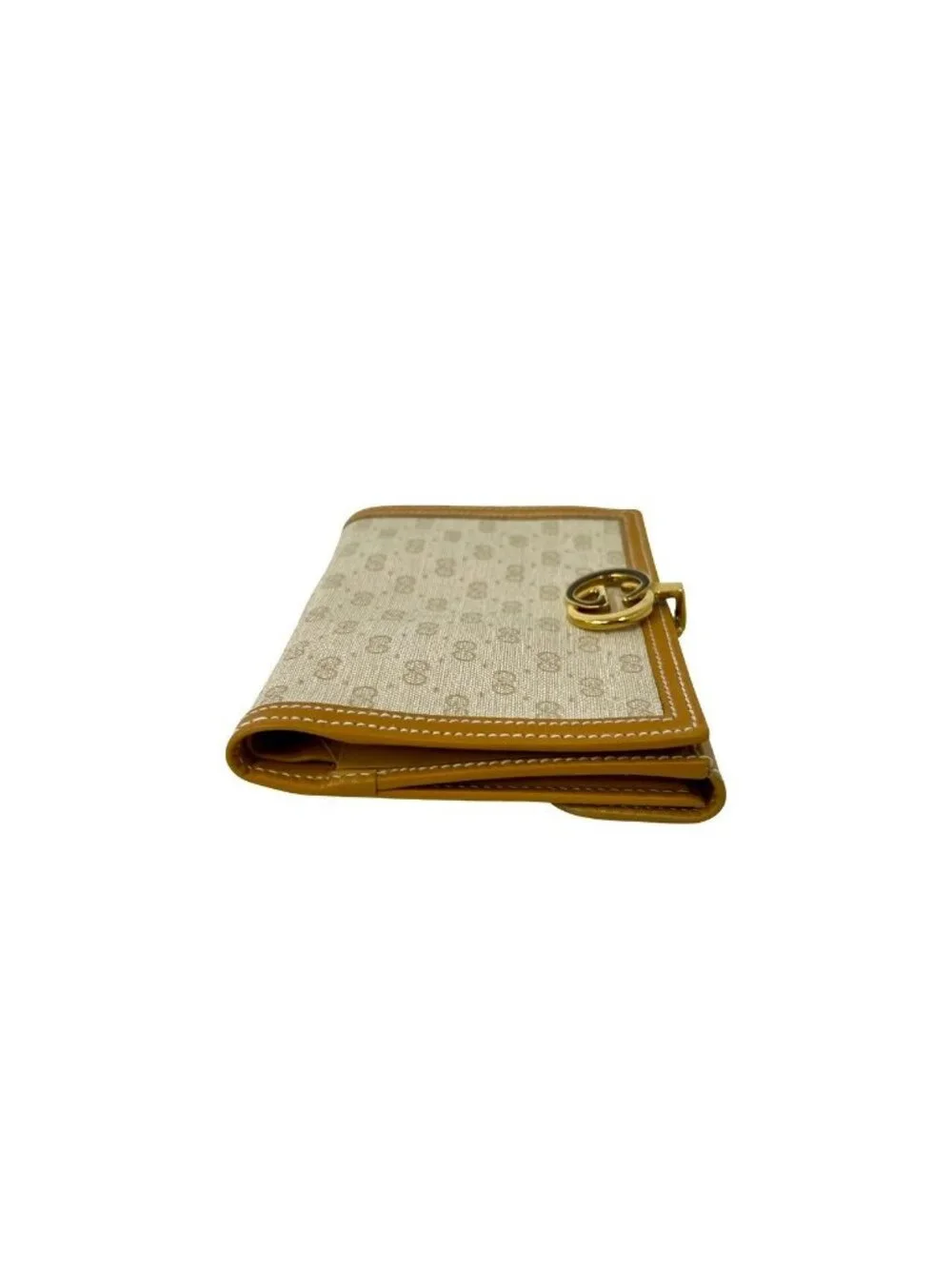 ★SOLD★ Gucci Vintage Micro GG Logo Leather Bifold Wallet Camel Ivory - Picture 5 of 10